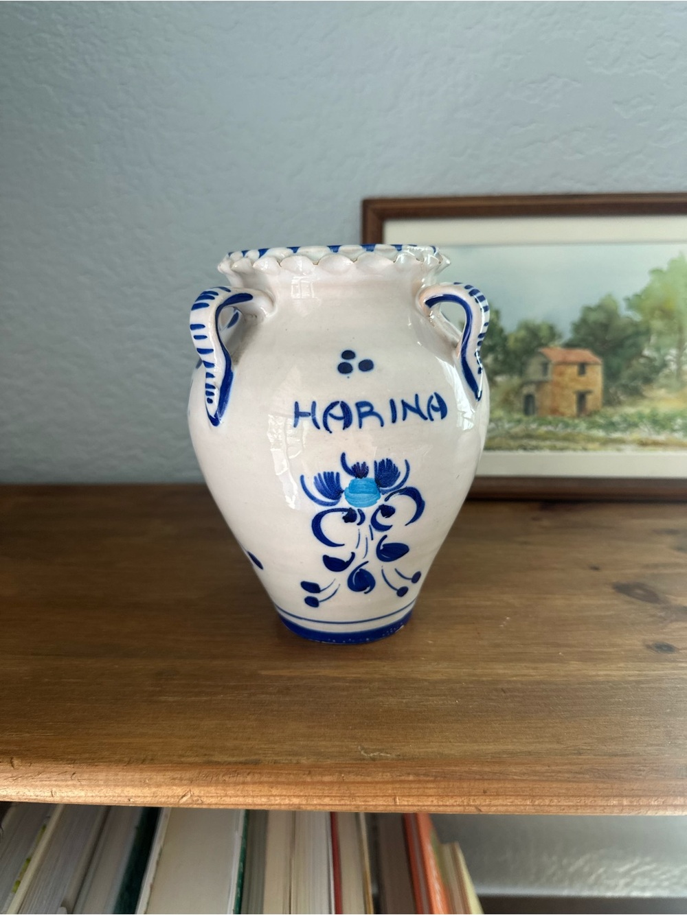 Vintage Spanish Hand-Painted Style Ceramic Vase/Jar